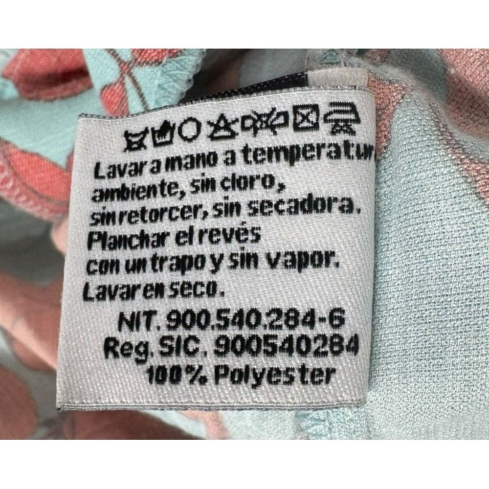 Labo Rosa Women's Blue Botones Dress Floral Print V-Neck Ruffle Hem Size XL $275 - Picture 5 of 7